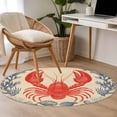 thumbnail image 4 of Round Rugs 3Ft, Lobster Coastal Round Area Rug Washable Indoor Throw Carpet, Summer Beach Coral Shell Nautical Vintage Small Non Slip Circle Rug for Bedroom Living Room Home Decor Aesthetic, 4 of 8