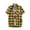 A-Yellow29, variant on XIAONU Mens Gingham Short Sleeve Shirt Button Down Casual Breathable Cotton Loose Summer Daily Wear Blouse