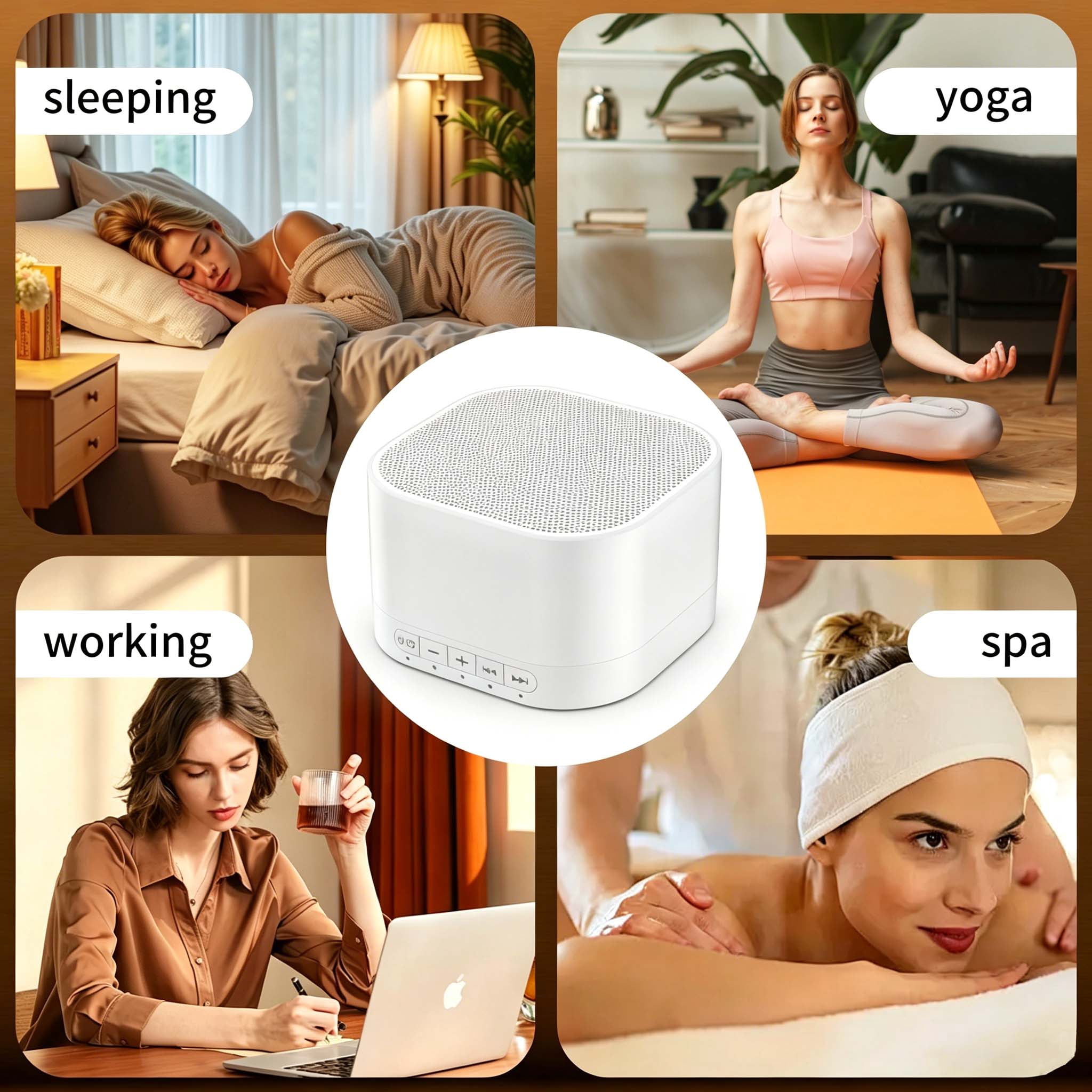 Magicteam White Noise Machine with 20 Non Looping Natural Soothing Sounds and Memory Function 32 Levels of Volume Powered by AC or USB and Sleep Sound Timer Therapy