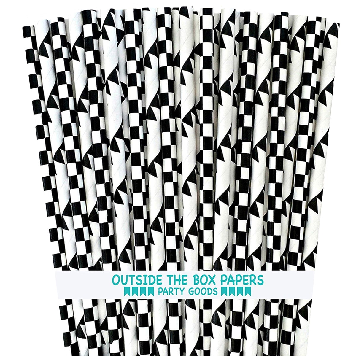 100 Race Themed Paper Straws 