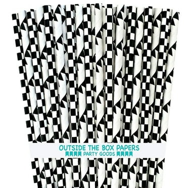 100 Race Themed Paper Straws