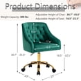 thumbnail image 3 of Velvet Office Swivel Chair, Vanity Fabric Desk Pretty Fancy Gold Office Chairs for Girls, 360°Swivel Height Adjustable Reception Chair (Green), 3 of 10
