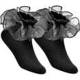 thumbnail image 5 of 2 Pairs Toddler Socks Girls Kids Cute Big Double-Layer Lace Frilly Dress Ruffle Socks for Little Girls, 5 of 6