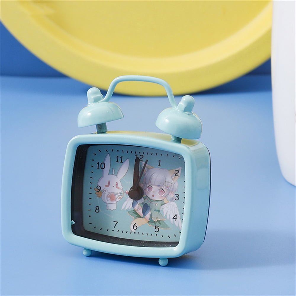 Creative Mini Alarm Clock Cartoon Metal Desktop Electronic Clock for Home