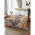 thumbnail image 2 of Boho Blue California King Size Flat Sheet, Wrinkleproof & Fadeproof Cooling Flat Bed Sheet Only, Ethnic Middle Century Geometric Abstract Art Breathable Soft Bedding Top Sheets 108 x 98 Inches, 2 of 8