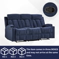 thumbnail image 5 of Ebello Manual Recliner Sofa, Soft Fabric Overstuffed 3-Seat Reclining Couch with Cup Holders for Living Room & Home Theater, Blue, 5 of 9