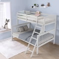 thumbnail image 2 of Costway Twin over Full Bunk Bed Rubber Wood Convertible with Ladder Guardrail White, 2 of 12