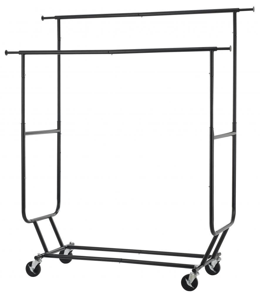 Commercial Grade Collapsible Clothing Rolling Double Garment Rack ...