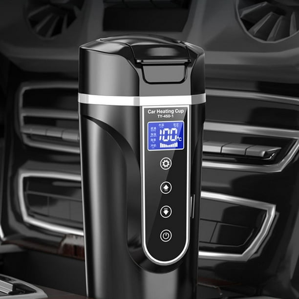 Hervidor eléctrico para automóvil, calentador V / 24 V, pantalla digital portátil con control táctil, 450 ml para viajes, acero inoxidable para Negro Macarena Hervidor de viaje en coche