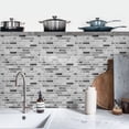 thumbnail image 3 of Waterproof Peel and Stick Tiles Stickers Wall Decals, 12" x 12" Gray Marbling Mosaic Brick Pattern 6 Pcs Self Adhesive Backsplash, 3 of 7