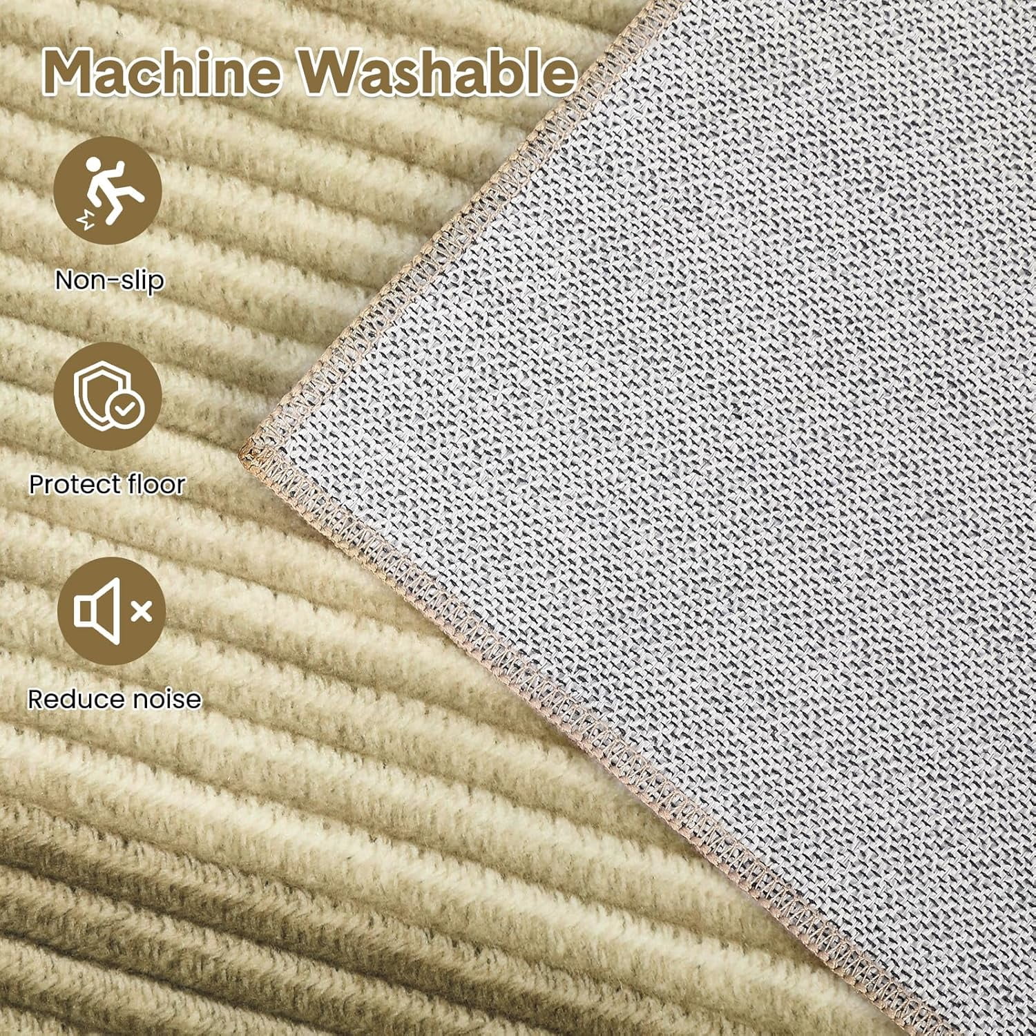 Area Rug 10x13 Modern Neutral Solid Large Machine Washable Rug for Living Room, Non-Slip Non Shedding Bordered Soft Carpet, Low Pile Foldable Printed Rug for Bedroom, Dining Room, Brown