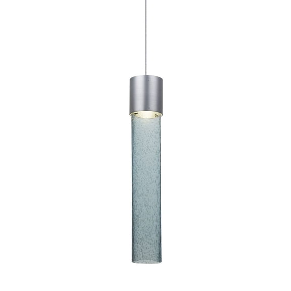 1XT-WAND12BL-LED-SN-Besa Lighting-Wanda 12 - 12 Inch 6W 1 LED Cord Mini Pendant with Flat Canopy-Blue Bubble Glass Color