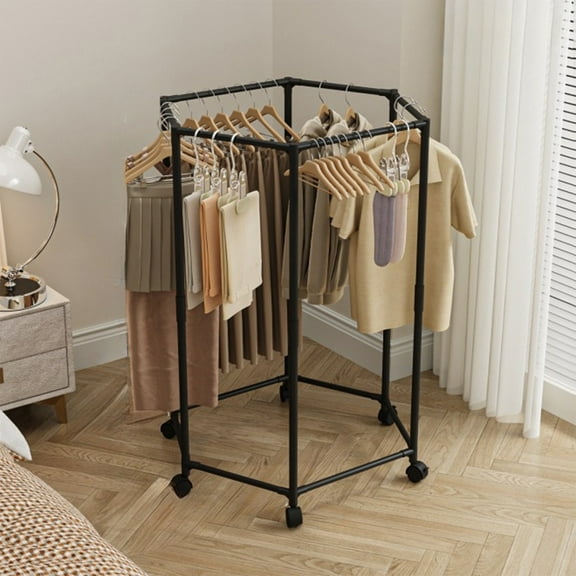 Clothes Drying Rack,47-Inch Folding Laundry Drying Rack with 5 Rotatable Arms for Hangers,6 Legs,Stainless Steel,for 36 Pieces of Clothes,White and Black