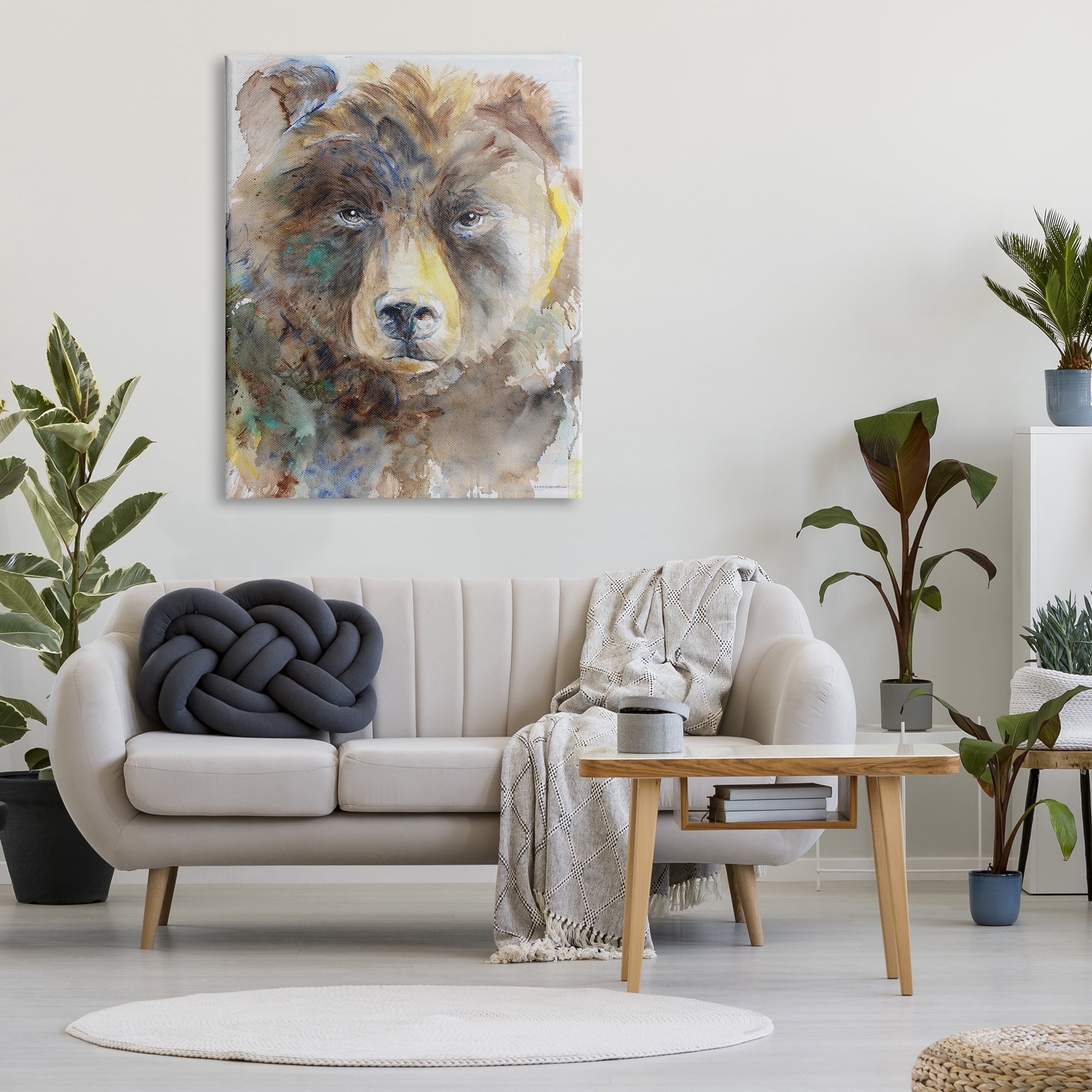 Stupell Industries Abstract Watercolor Brown Bear Portrait Wild Forest Animal, 36 x 48, Design by Kamdon Kreations