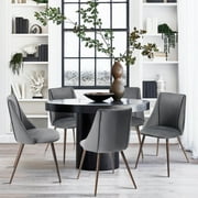 FurnitureR SMEG Dining Chairs Kitchen Chairs Set of 2 Modern Dining Room Side Chairs with Fabric Cushion Seat Back, Mid Century Living Room Chairs with Metal Legs, Gray