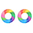 thumbnail image 1 of 2pcs Rainbow Swim Ring Outdoor Pool Inflatable Swim Ring Portable Summer Water Toy, 1 of 7