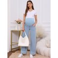 thumbnail image 5 of DARING DIVA Women's Maternity Cuffed High Stretchy Over the Belly Pants S Blue, 5 of 8