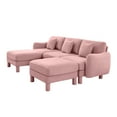 thumbnail image 6 of Newest Boucle Fabric U Shape Sectional 3-seater Sofa Couch,Distinctive Shell-shaped Armrests,2 Movable Ottomans,Cylindrical Legs Wrapped,Self-fabric,Pink Color, 6 of 17
