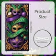 thumbnail image 2 of Purple Gold Green Mardi Gras Banner Masquerade Mask Carnival Display Feather Accent Ribbon Banner Beaded Ornament Festive Background for Carnival Party Mardi Gras Celebration New Orleans Event, 2 of 9