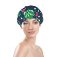 thumbnail image 3 of Kdxio Christmas Print Shower Cap for Women,Elastic and Reusable,Double Waterproof Layers Bathing Hat, 3 of 9
