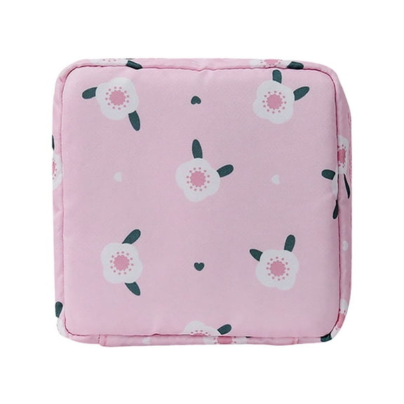 Cute Printed Cosmetic Bag Large Capacity Portable Sanitary Napkin Storage Pouch For Women Travel Organizer
