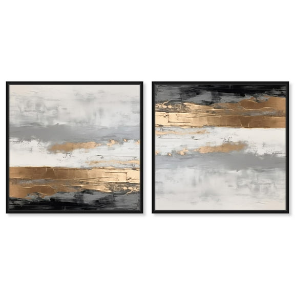Art Remedy Warm Boho Abstracts Canvas, 12" x 12", Black Frame, Clouded Gleam II Set