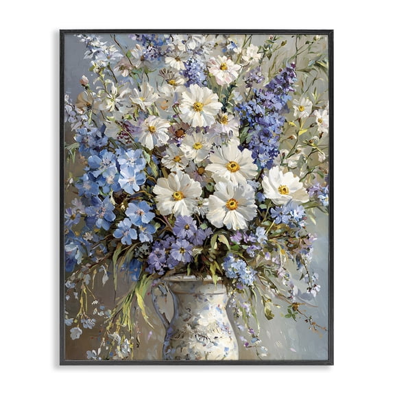 Stupell Industries Flowers in Chinoiserie Vase Floral Painting Black Framed Art Print Wall Art, 11 x 14