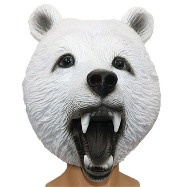 Máscara de Halloween, máscara de oso, disfraz de animal para accesorios de disfraz de carnaval de Halloween, máscara de oso lindo, sombrero de animal de oso polar, disfraces de anime de fiesta de graduación de Halloween (blanco) Rojo Verde