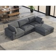 thumbnail image 2 of VanAcc Modular Sectional Sofa, 114" Down Filled Sectional Sofa, 4 Seats L Shaped Sofa with Chaise, Ottoman, Oversized Cloud Couch, Grey Linen, 2 of 5