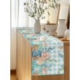 thumbnail image 2 of Summer Marine Life Coral Starfish Table Runner 13x70in Non-Slip Cotton Linen Table Runners, Sea Shell Teal Buffalo Dresser Scarves TableRunner for Dinner Kitchen Dining Wedding Party, 2 of 9