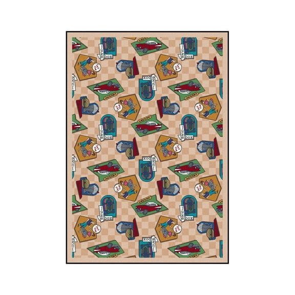 Kaleidoscope - Whimsical Area Rugs Fabulous Fifties, 7'8" x 10'9", Beige