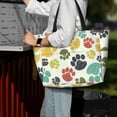thumbnail image 7 of PISONIC Large Beach Travel Bag for Women, Cute Colorful Dog Paw Printed Waterproof Sandproof Tote Bag with Zipper for Beach Vacation Travel Gym, 7 of 7