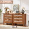 thumbnail image 4 of Set of 2 Large 3-Drawer Rattan Nightstands, Modern Wooden Bedside Table for Bedroom, Fits Queen & King Size Beds, Tea Brown, 4 of 5