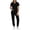 Black, variant on MOJOGO Scrub Set for Women V Neck Short Sleeve Top Jogger Pants with Pocket Summer 2 Piece Work Uniform Purple M