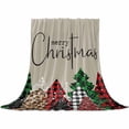 thumbnail image 2 of Merry Christmas Throw Flannel Blanket 50x60In Green Red Plaid Buffalo Xmas Tree Brown Super Soft Cozy Bed Blanket, Lightweight Plush Fuzzy Bed Throw for Bedroom Sofa Couch Living Room, 2 of 4