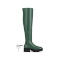 thumbnail image 2 of BLISSFUL STEP Platform Lug Sole Chunky Low Heel Over Knee High Boots for Women Green 7, 2 of 8