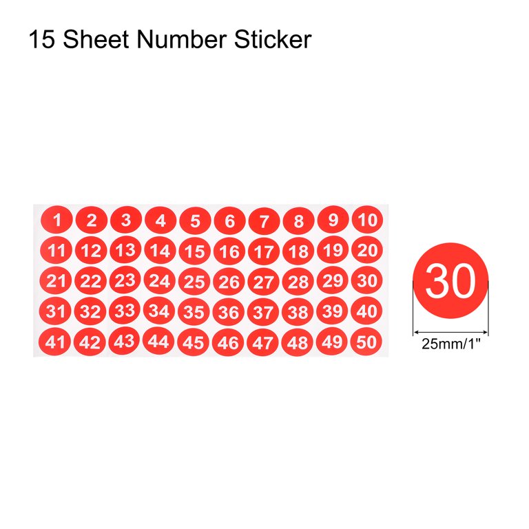 Wisdompro Number Stickers 0-50, 2 Sets of 1.5 inch Self Adhesive Vinyl  Consecutive Number Label Decals & 2 Sheets Round Blank Stickers for  Inventory