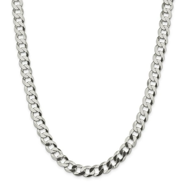 AA Jewels - Solid 925 Sterling Silver Men's 9.75mm Close Link Flat Curb ...