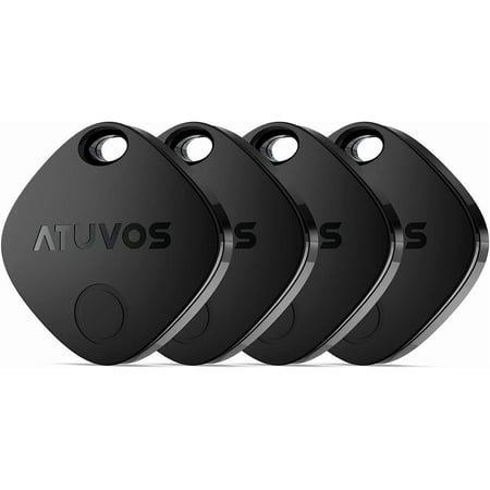 Air Tracker Tags-4 Pack, Bluetooth Luggage Tracker Works with Find My APP (iOS Only, Not for Android), Keys Finder and Item Locator for Luggage, Backpack, Suitcases, Replaceable Battery
