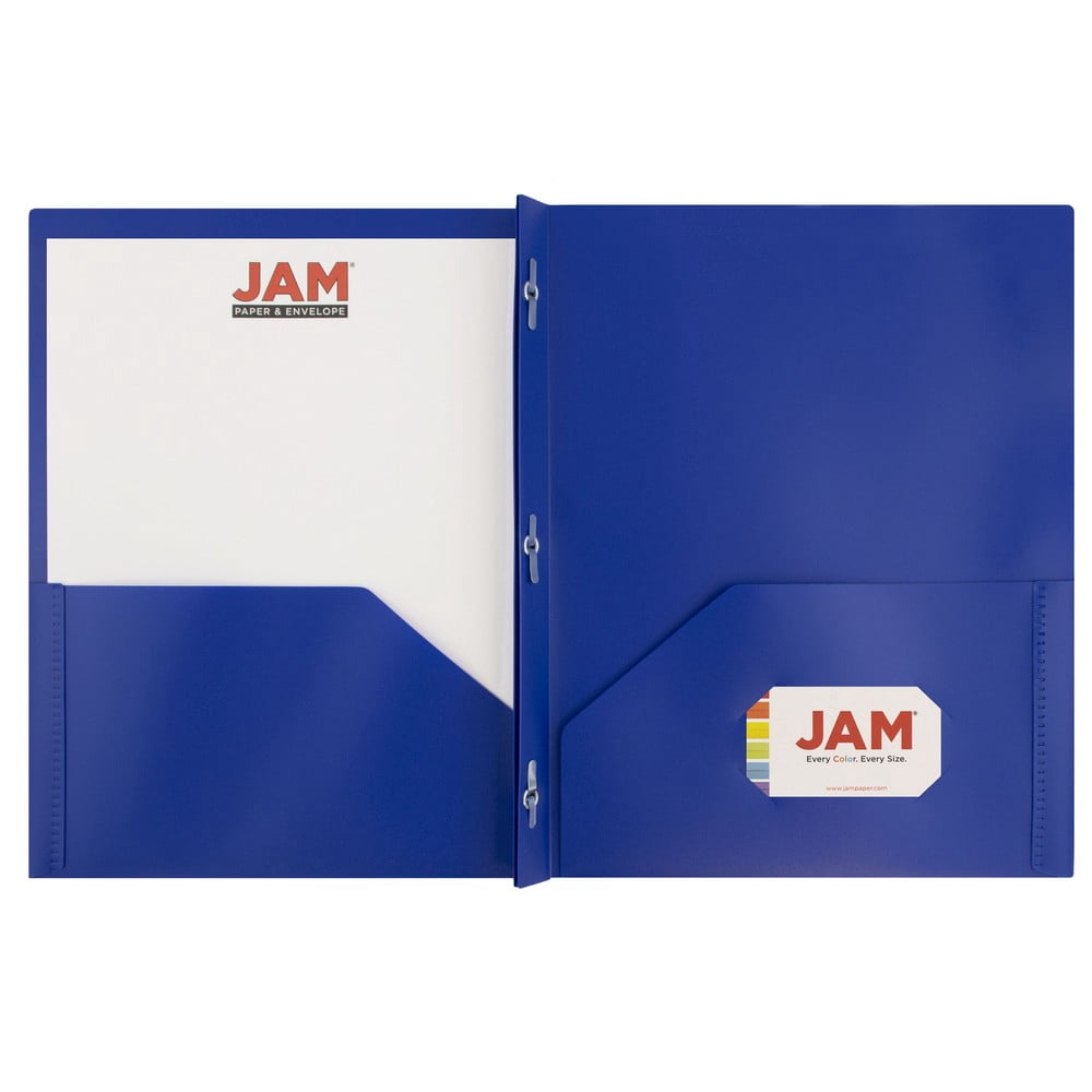 JAM Paper POP Plastic Folders with Clasps, Dark Blue, 6 Per Pack