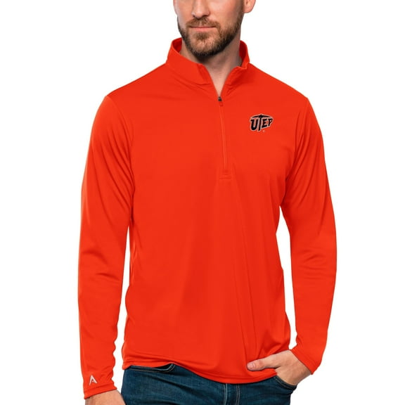Men's Antigua Orange UTEP Miners Tribute Quarter-Zip Top