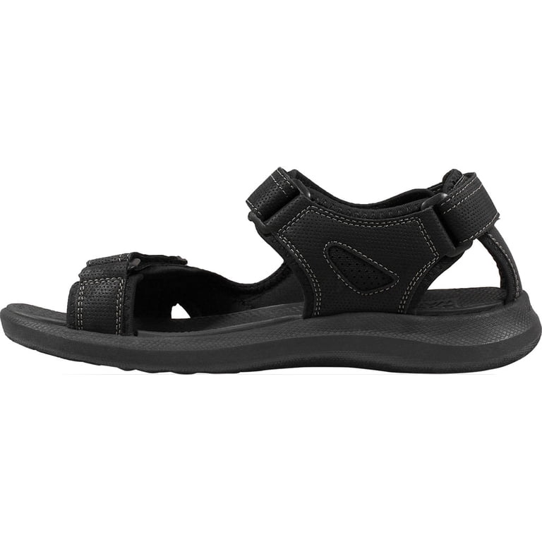 Nunn Bush Men Rio Vista Three Strap Sport Sandals Size US 11M Black Faux Leather Men main image 4