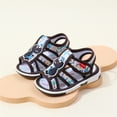 thumbnail image 2 of HKEJIAOI Toddler Squeaky Sandals with Removable Squeaker Anti-Slip Dinosaur Print Canvas Shoes Prewalker Open Toe Flats, 9M-3T, 2 of 8