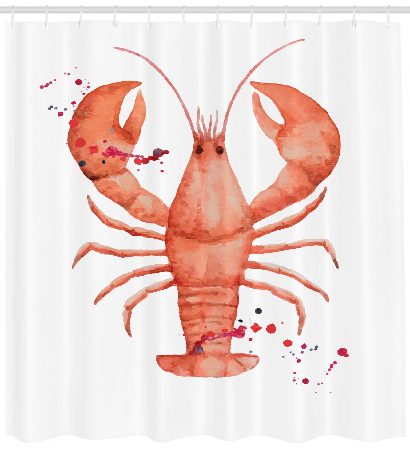 Lobster Shower Curtain, Fresh Organic Gourmet Seafood Theme Splattered