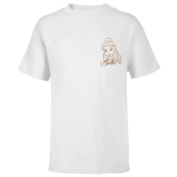 Disney Princess Celebration Minimalist Belle Coner Art - Short Sleeve T-Shirt for Kids - Customized-White