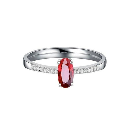 Perfect 1.25 Carat Oval cut Ruby and Diamond Engagement Ring in 14k White Gold affordable ruby & diamond engagement