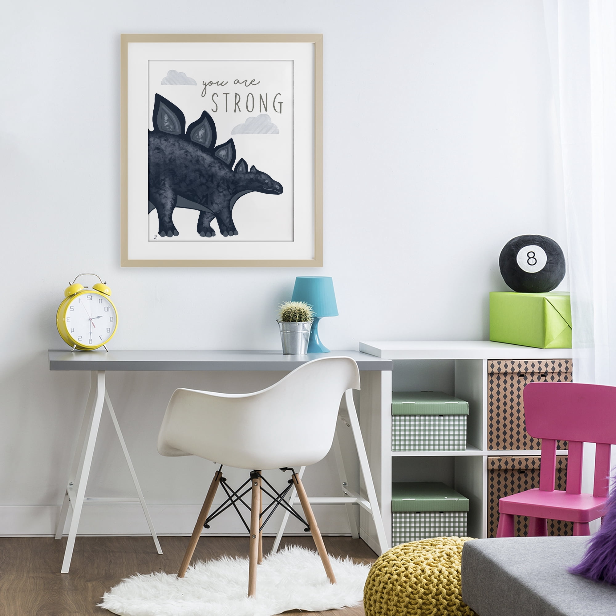 Stupell Industries You Are Strong Dinosaur Birch Framed Print Under Glass, design by Elizabeth Tyndall