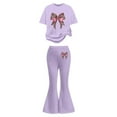 thumbnail image 2 of JIAYUE Children Outfit Sets Cartoon Print Short Sleeve Round Neck Pullover T Shirt Flared Pants Elegant For Toddler Casual Set, 2 of 5