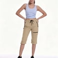 thumbnail image 6 of cfhntfmh Capri Pants for Women Elastic Waist Drawstring Summer Pants Casual Hiking Cargo Pants with Zip Pockets, 6 of 7