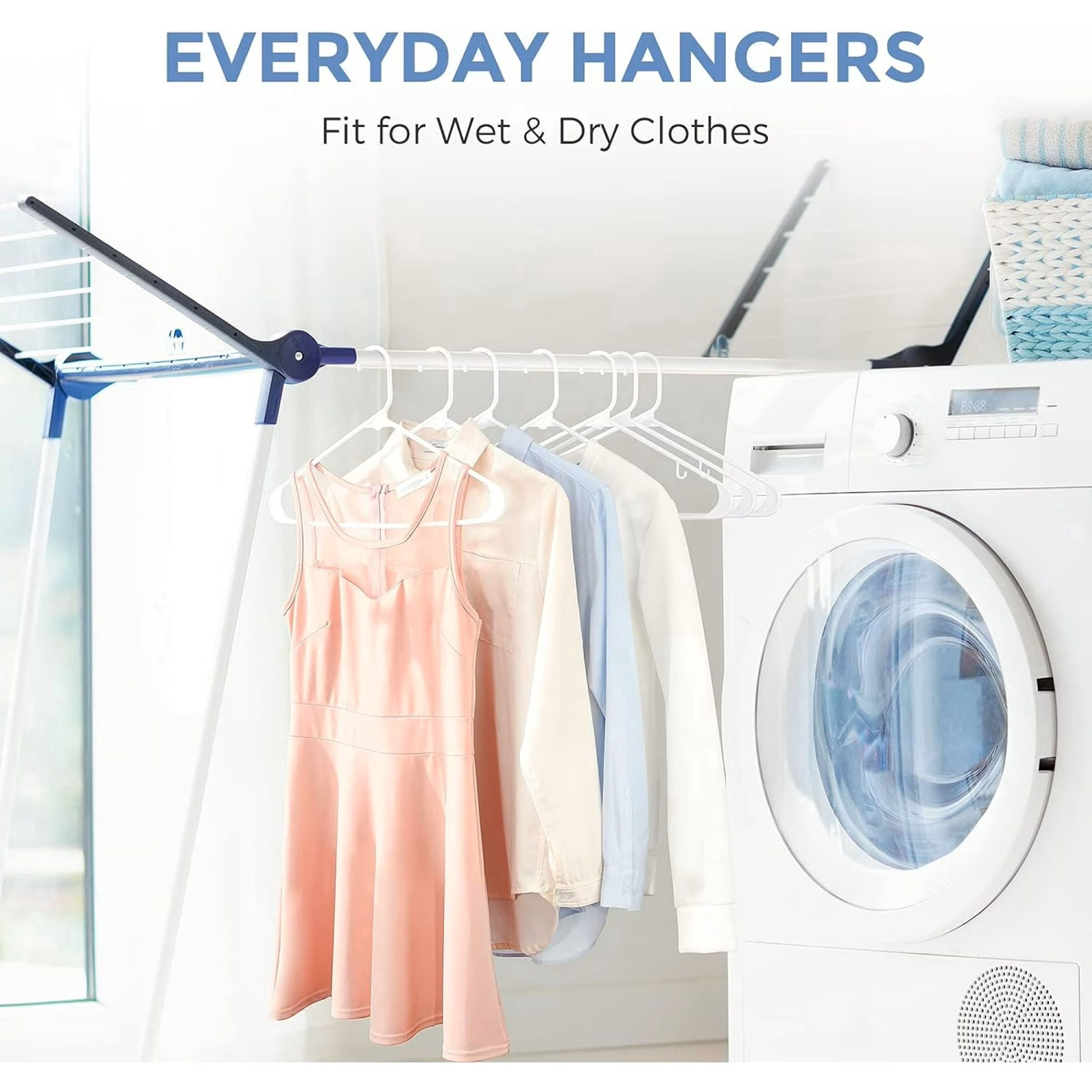 Mainstays Durable Plastic Clothes Hangers, White, 18-Count